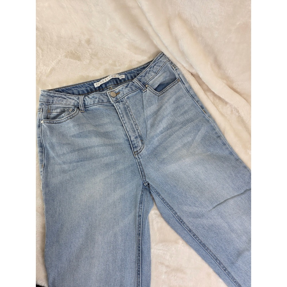 THINSELTOWN Women Light Wash Distressed Straight Leg Jeans‎ Size 13